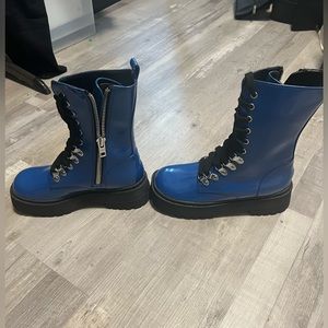 Club Exx Combat Boots Blue Brand New Size 6 Dolls Kill Sold Out